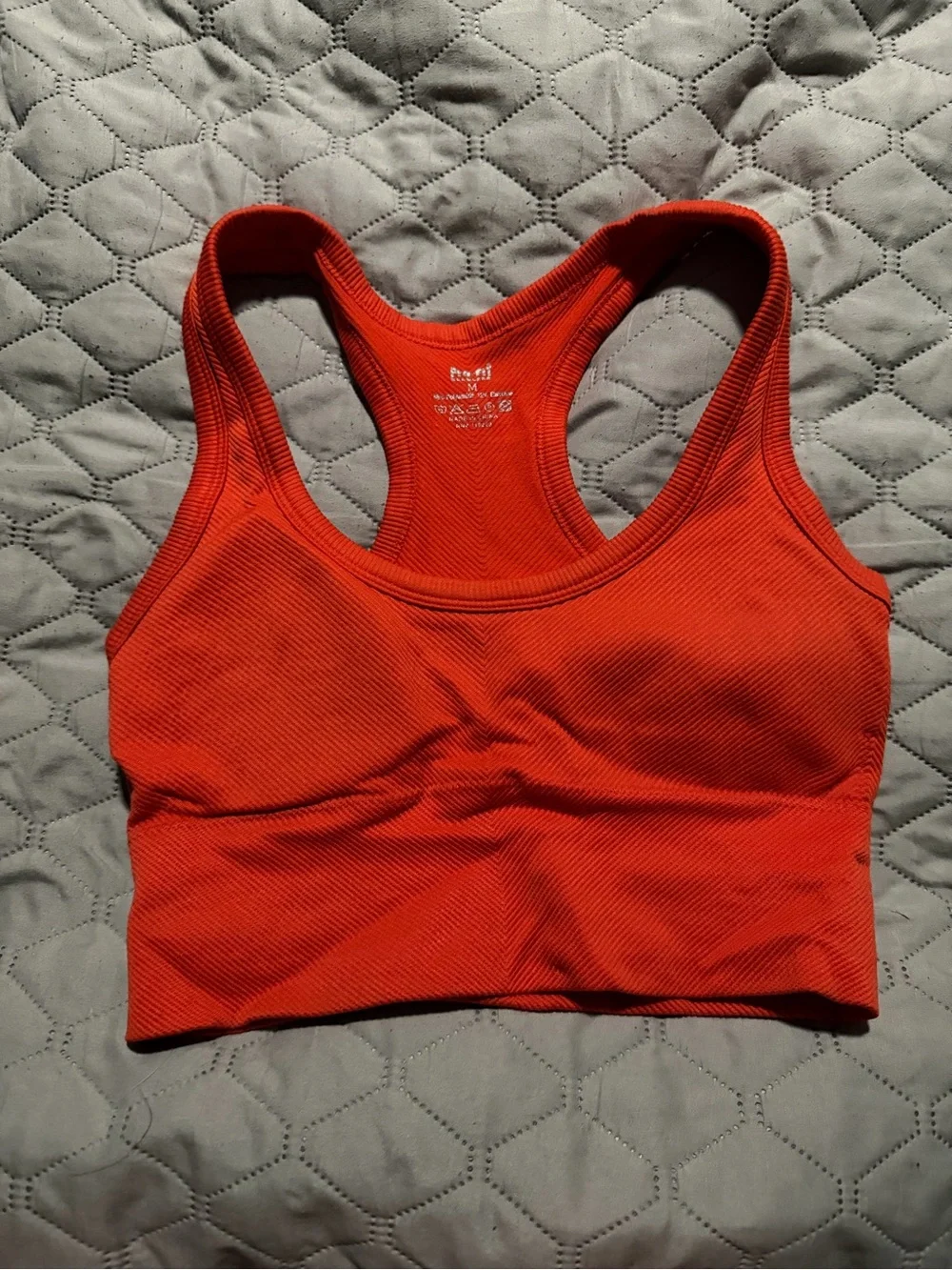 Ribbed Racerback Sports Bra in Red
